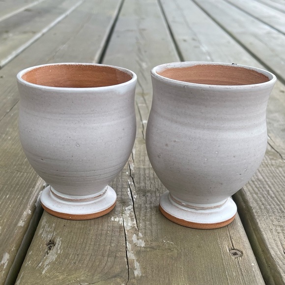 Set of 2 Michael Stanley PEI Prince Edward Island Red Clay Pottery Wine Goblets - Picture 7 of 14